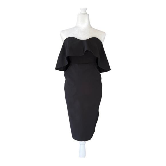 Chelsea28‎ Womens Cocktail Dress 4 HOCO Y2K Sweetheart Strapless Black Pinup - Picture 1 of 8